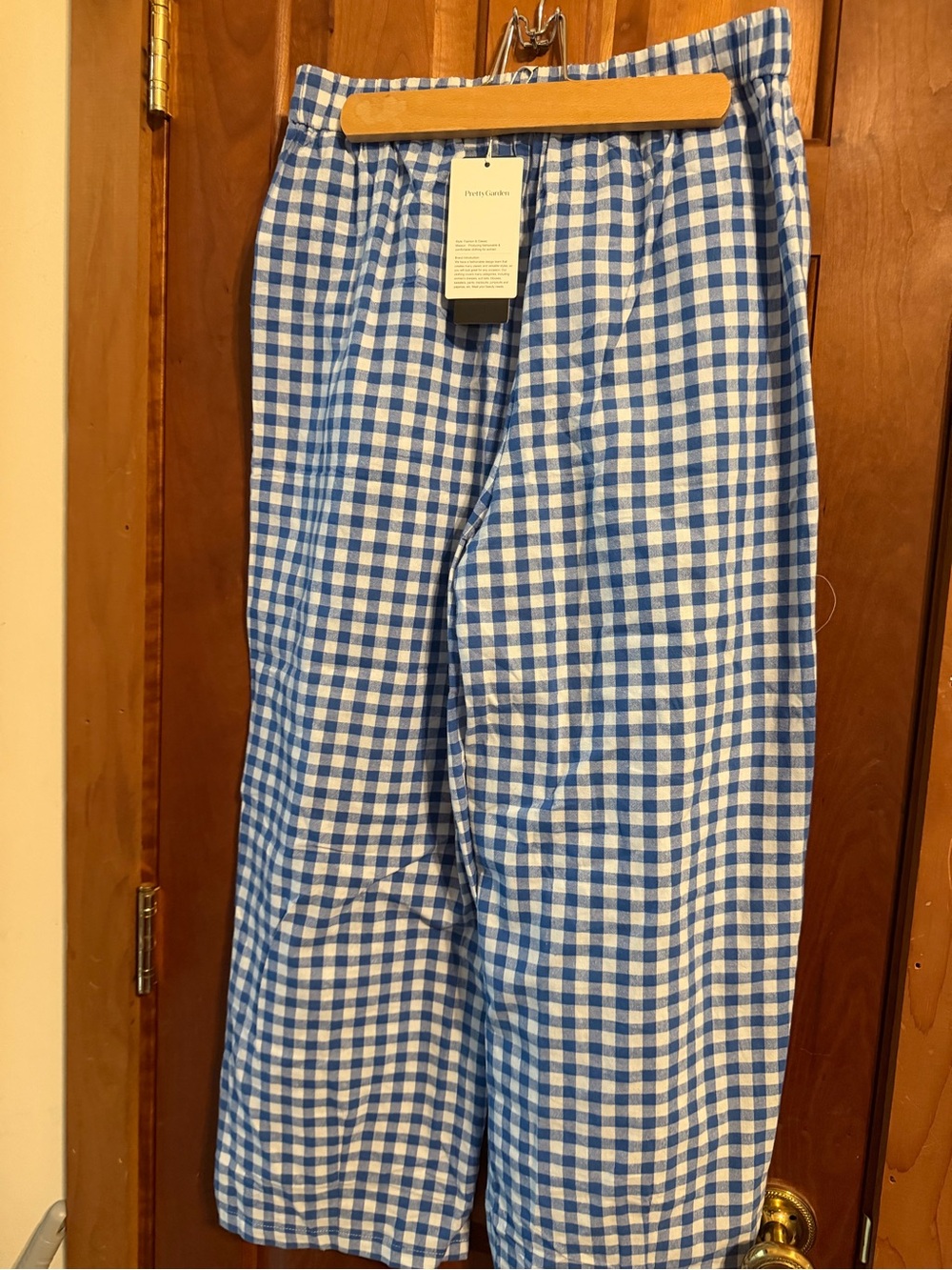 Pretty Garden Blue & White Gingham Women’s Casual Pants